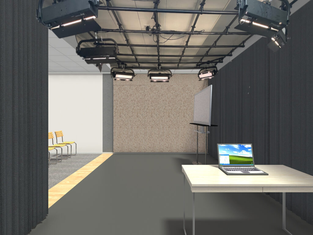 Visualisierung vom Videostudio, Blick in den Zuschauerraum